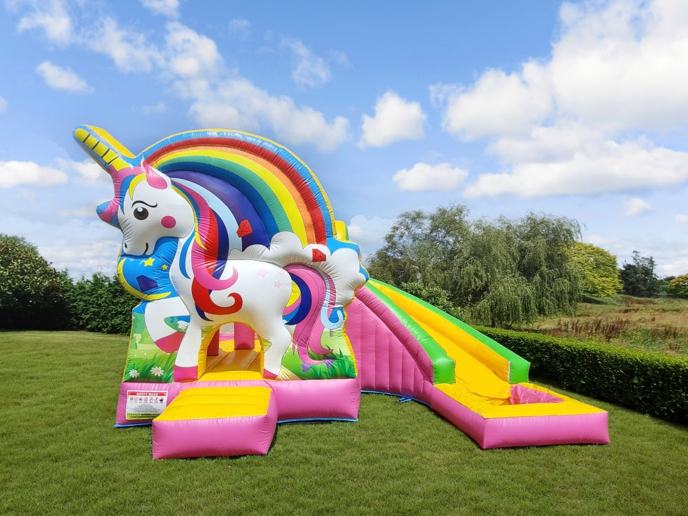 Rainbow Sprinkles Inflatable Castle on grass